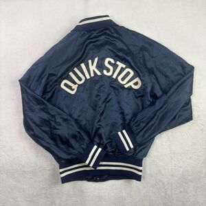 VTG Howe Athletic Apparel Quik Stop Blue Satin Bomber Jacket Men's Medium